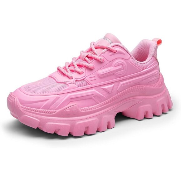 Women Chunky Fashion Sneakers Bold Lace-Up Comfortable Sneakers - Picture 1 of 8